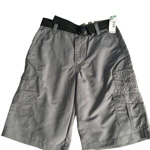 Boys Grey Cargo Shorts + Belt